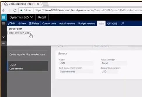 Exporting Data from Cost Accounting to Excel