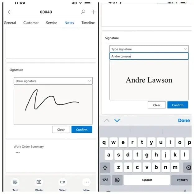 add the signature of the customer by handing over the mobile to him