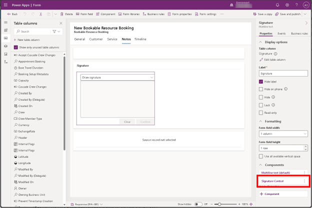 existing signature controls  in Power Apps
