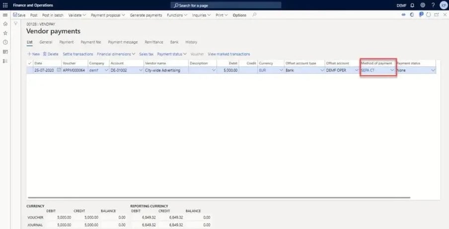 Step 4: Create Vendor Payment Journal