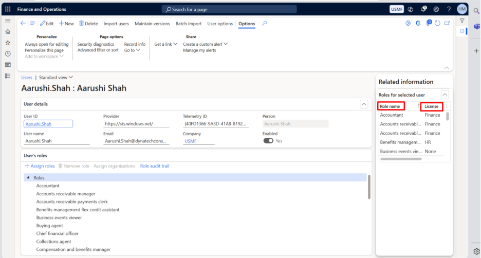 Role-Wise License View