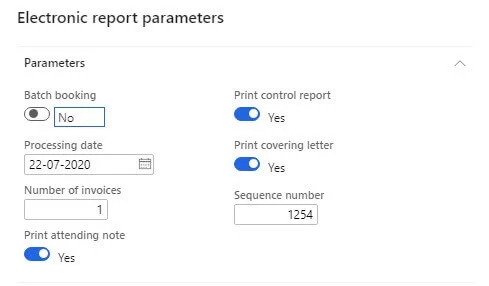 Electronic report parameters in D365 FO